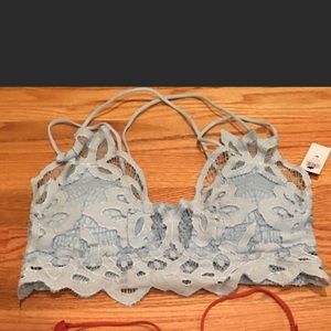 Sky blue lacy bralette with cross back